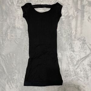 Charlotte Russe Dress XS Black Knee‎ Length Colorful Backstrap Nylon Stretch